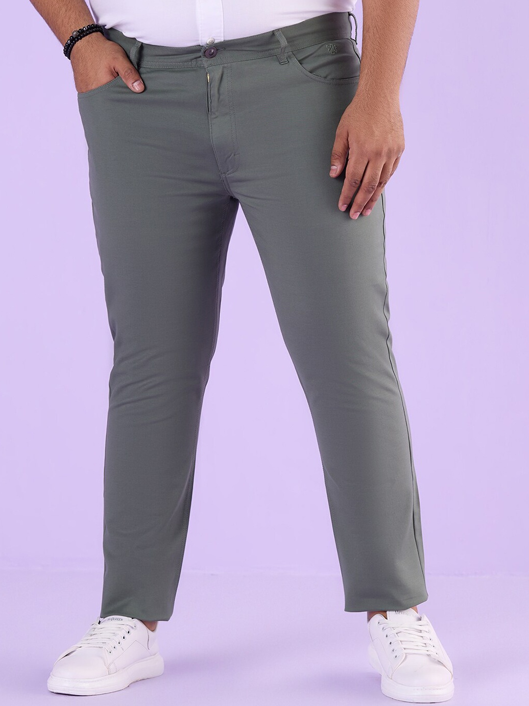 

Big Hello - The Plus Life Men Cotton Chinos Trousers, Olive