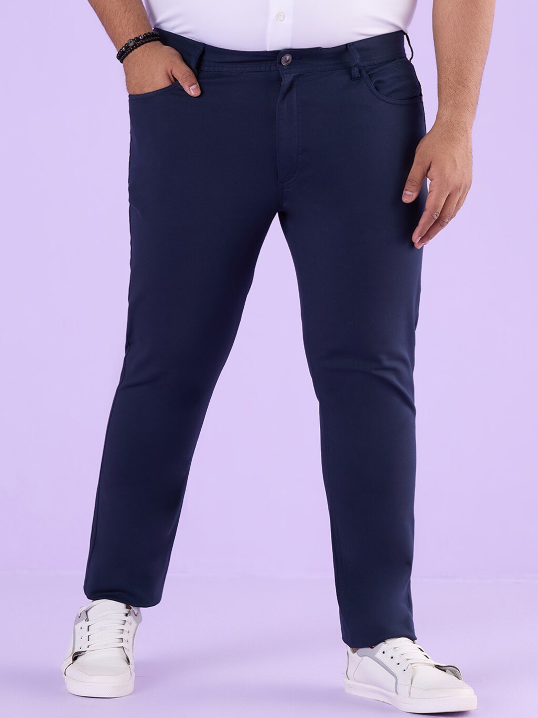 

Big Hello - The Plus Life Men Regular Fit Cotton Chinos Trousers, Navy blue
