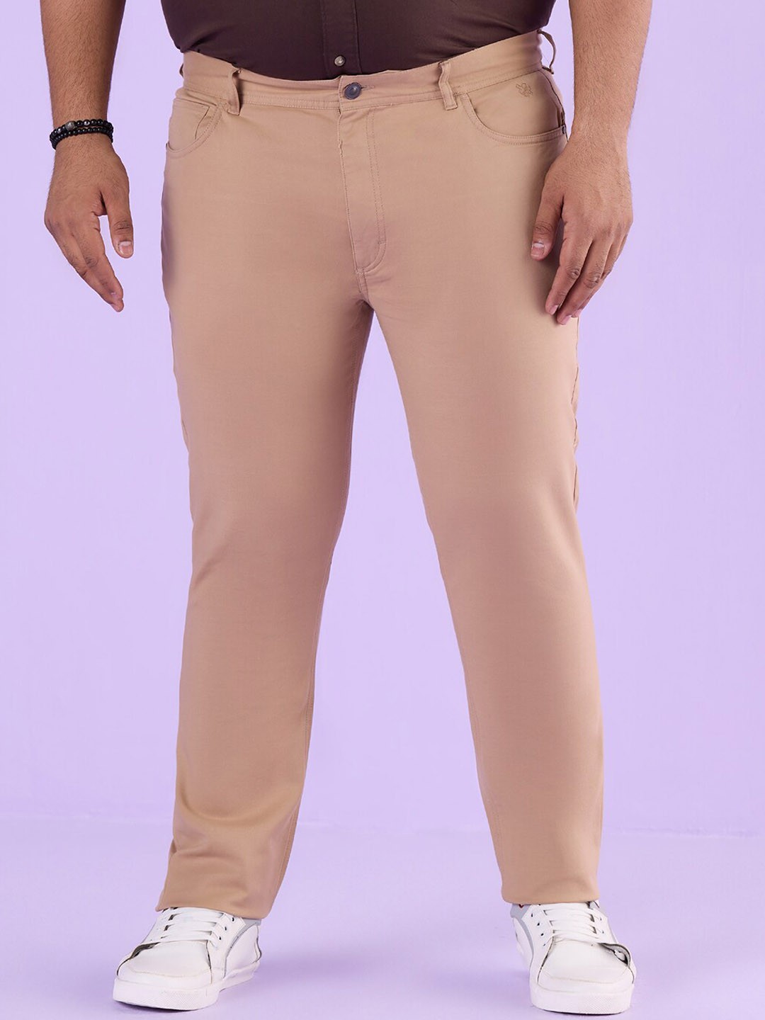 

Big Hello - The Plus Life Men Cotton Regular Trousers, Cream