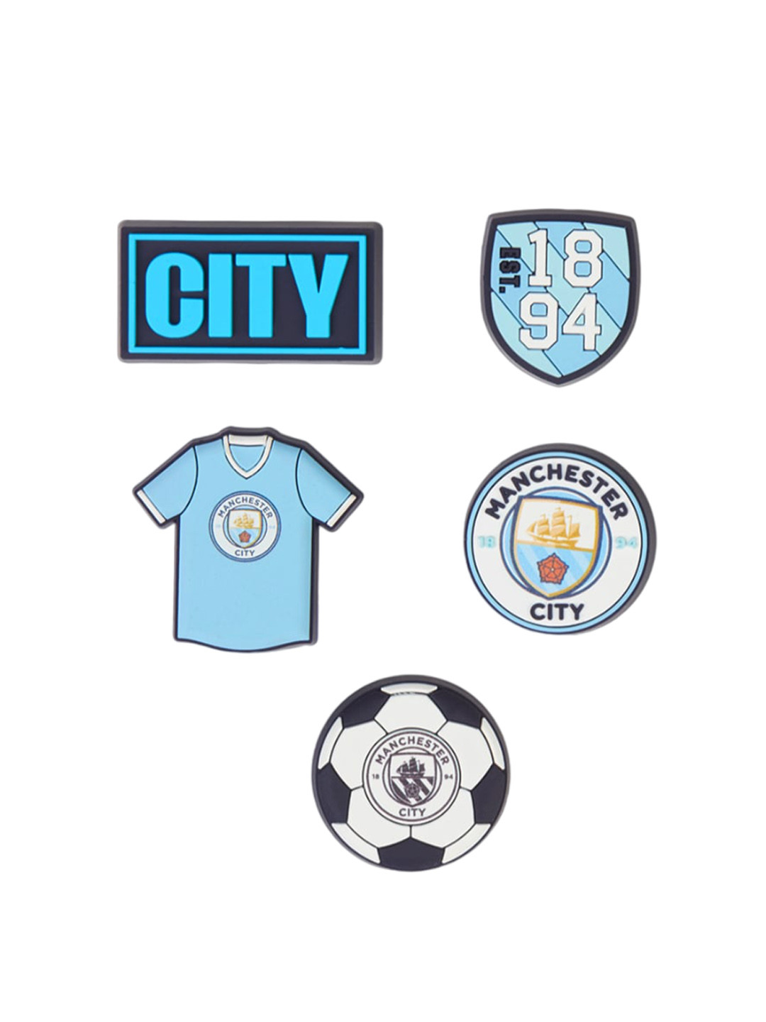 

Crocs Set Of 5 Manchester City Jibbitz Show Charms, Blue