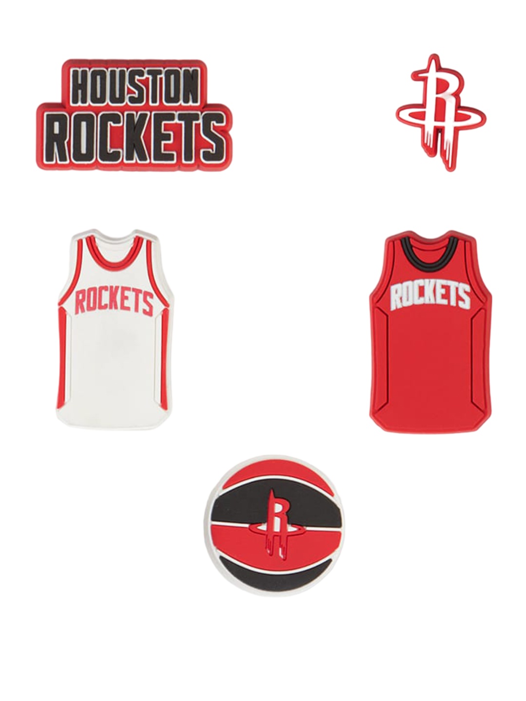 

Crocs Pack Of 5 NBA Houston Rockets Jibbitz Shoe Charms, White