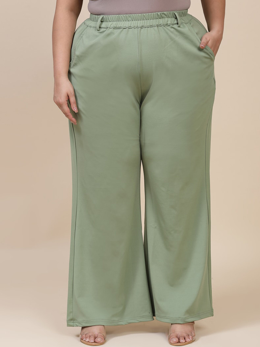 

Flambeur Women Mid-Rise Regular Fit Parallel Trousers, Lime green