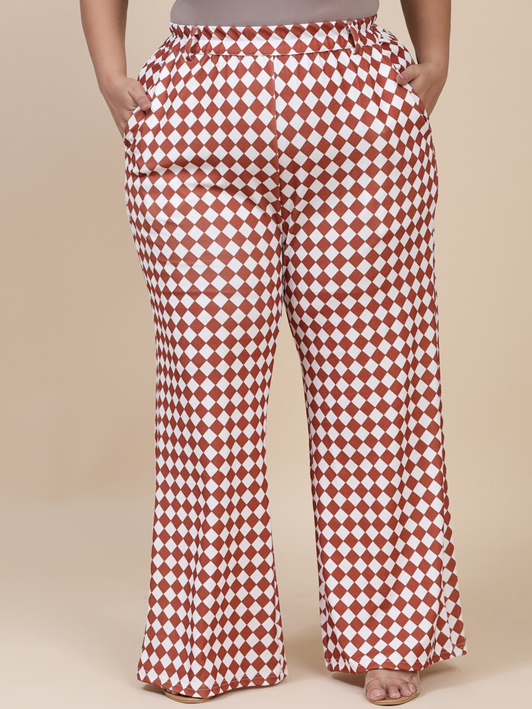 

Flambeur Women Self Design Parallel Trousers, White