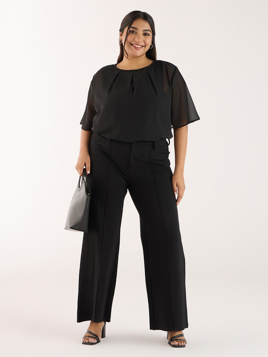 

Big Hello - The Plus Life Cape Sleeve Top, Black