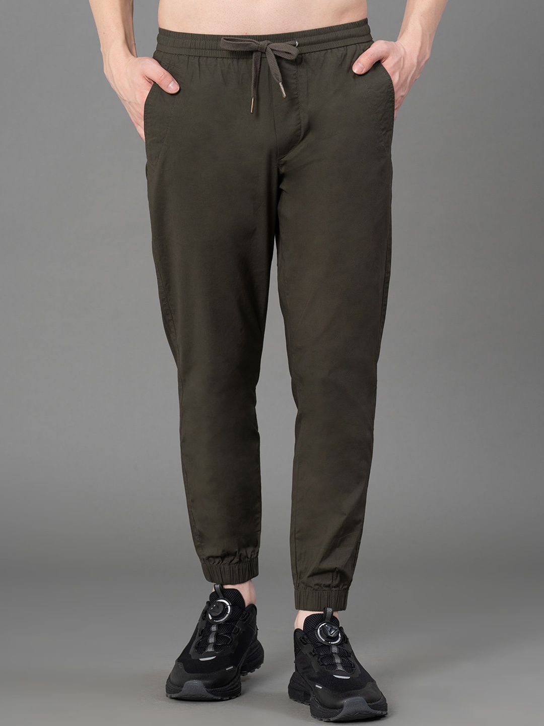 

Red Tape Men Mid-Rise Woven Cotton Joggers Trouser, Olive