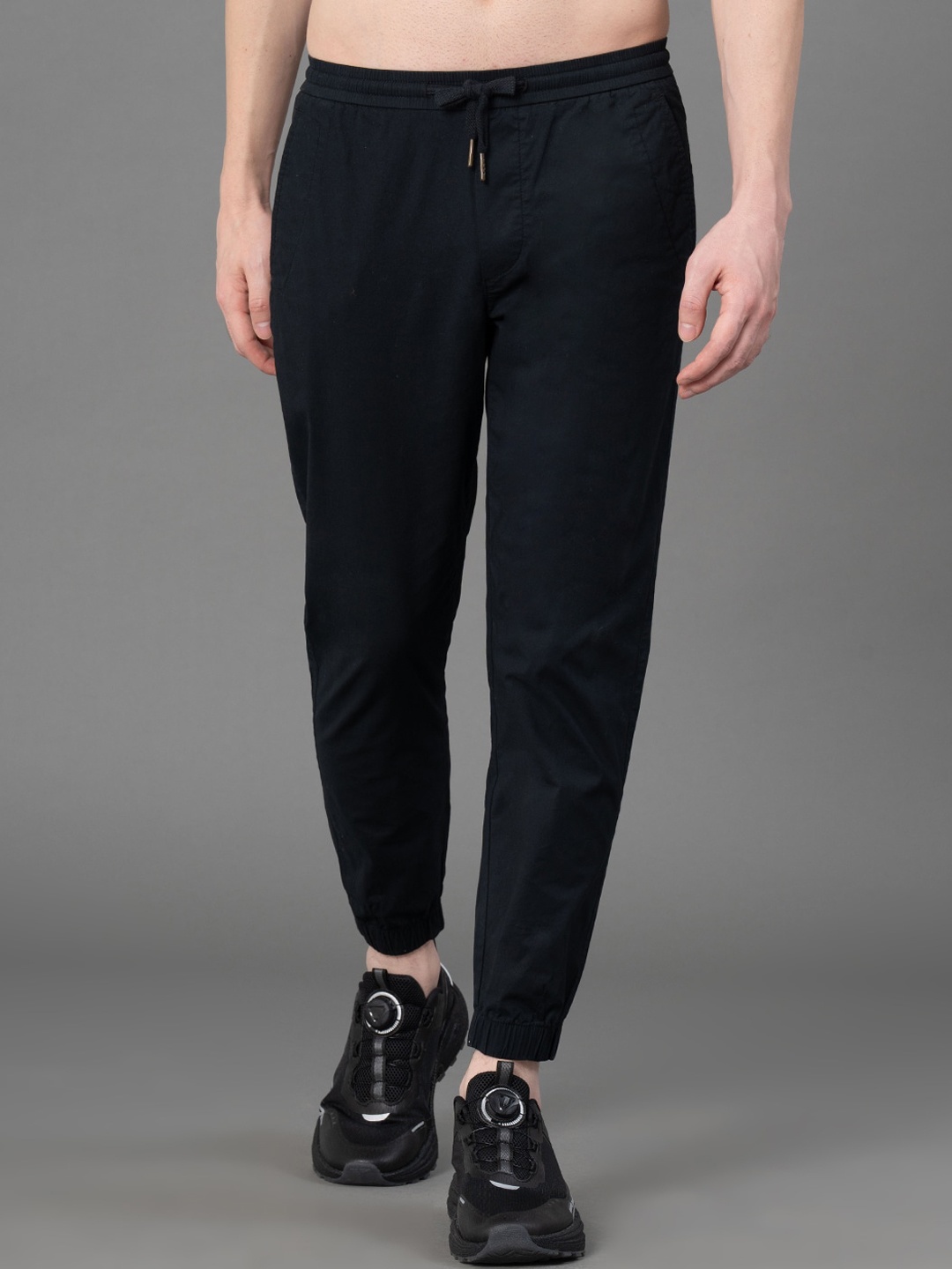 

Red Tape Men Mid-Rise Woven Cotton Joggers Trouser, Black