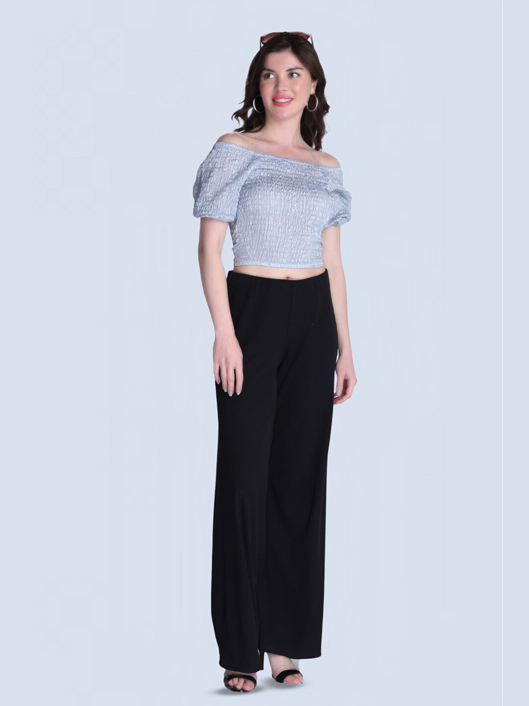 

Orchid Blues Off-Shoulder Bardot Top, Grey
