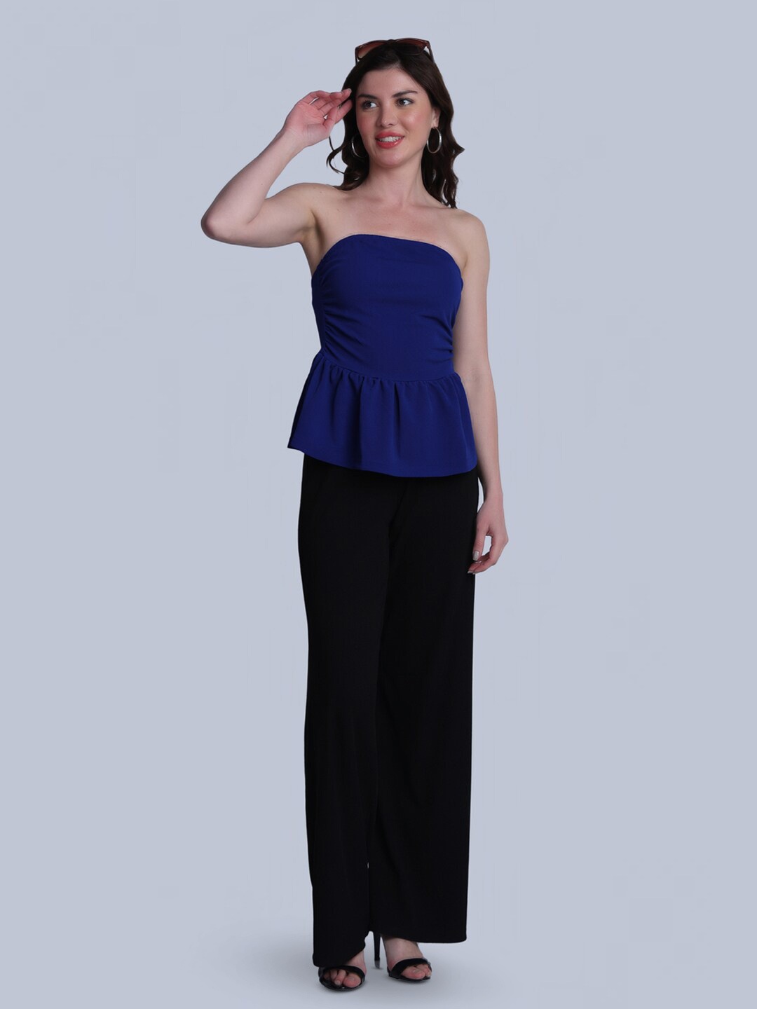 

Orchid Blues Strapless Tube Peplum Top, Blue