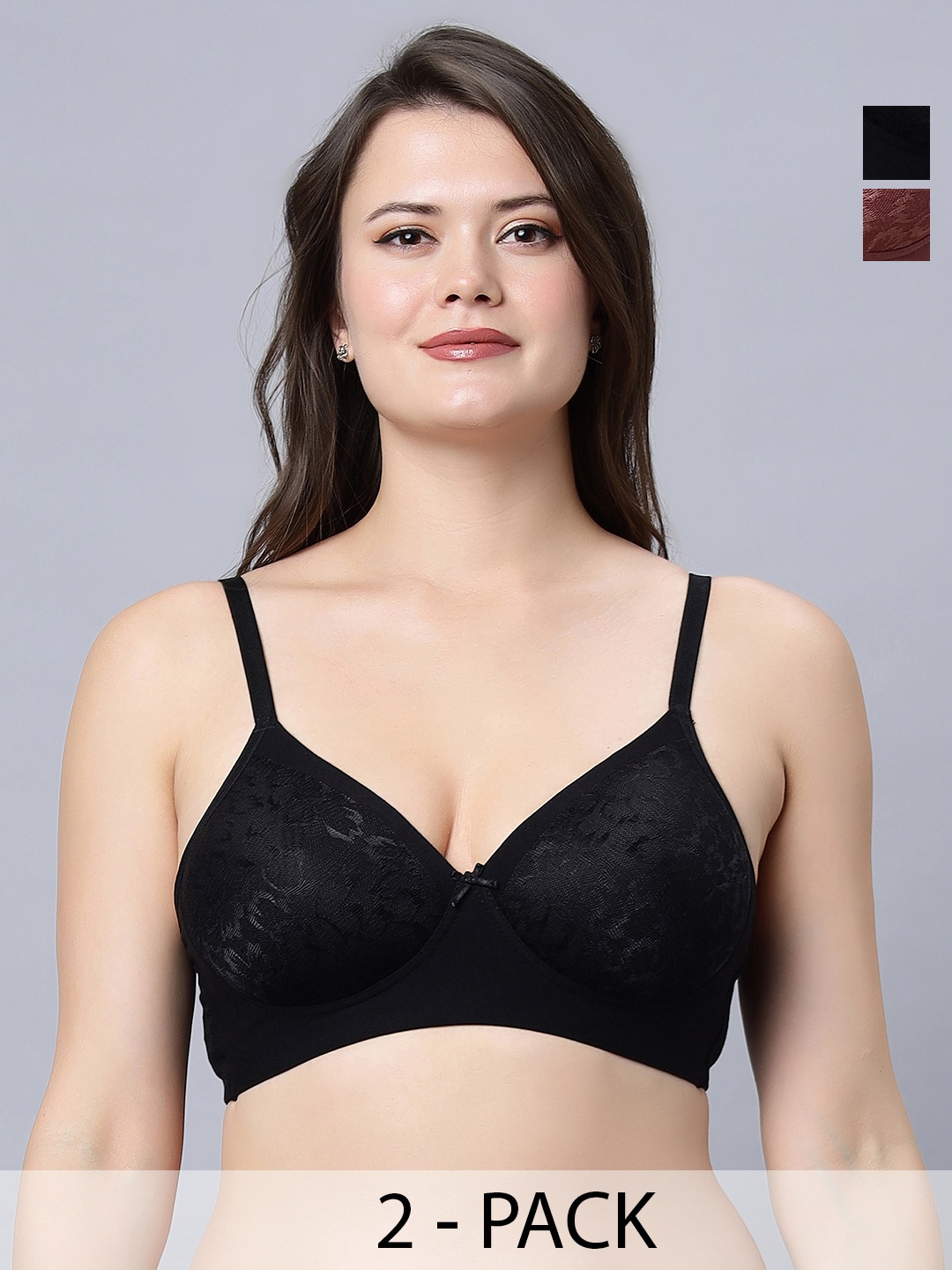 

In Care Pack Of 2 Full Coverage Heavily Padded Cotton Push-Up Bras With All Day Comfort, Black