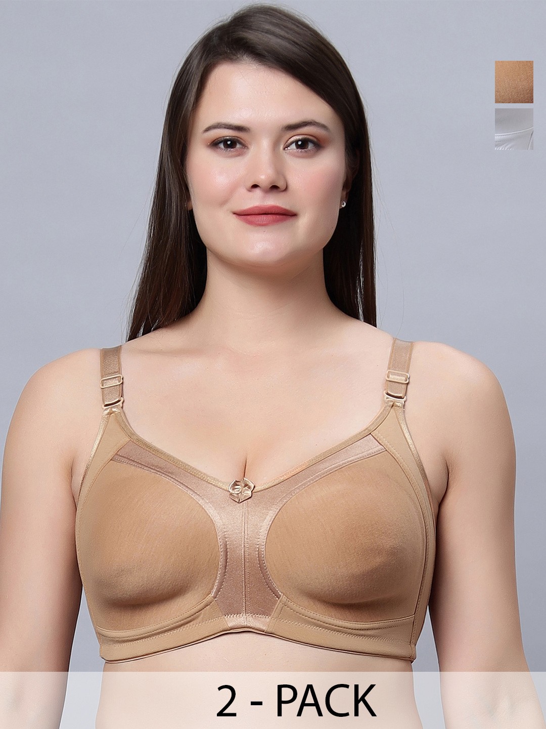 

In Care Pack Of 2 Full Coverage Pure Cotton Push-Up Bras With All Day Comfort, White