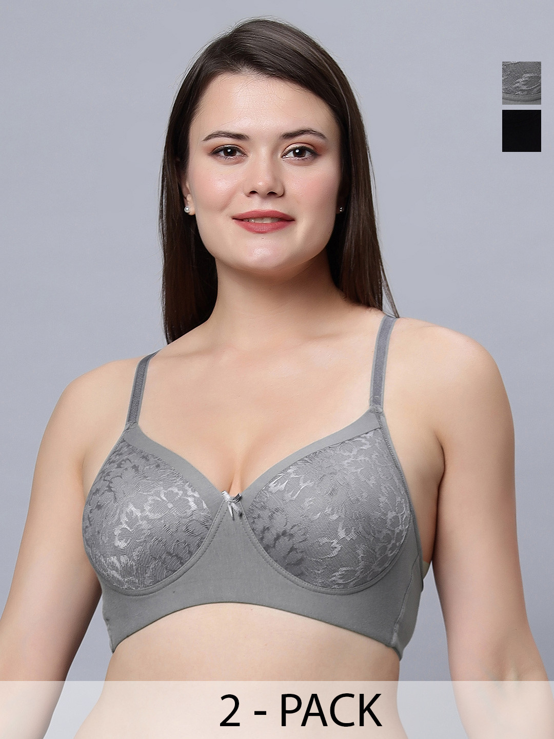 

In Care Pack Of 2 Full Coverage Heavily Padded Cotton Push-Up Bras With All Day Comfort, Black