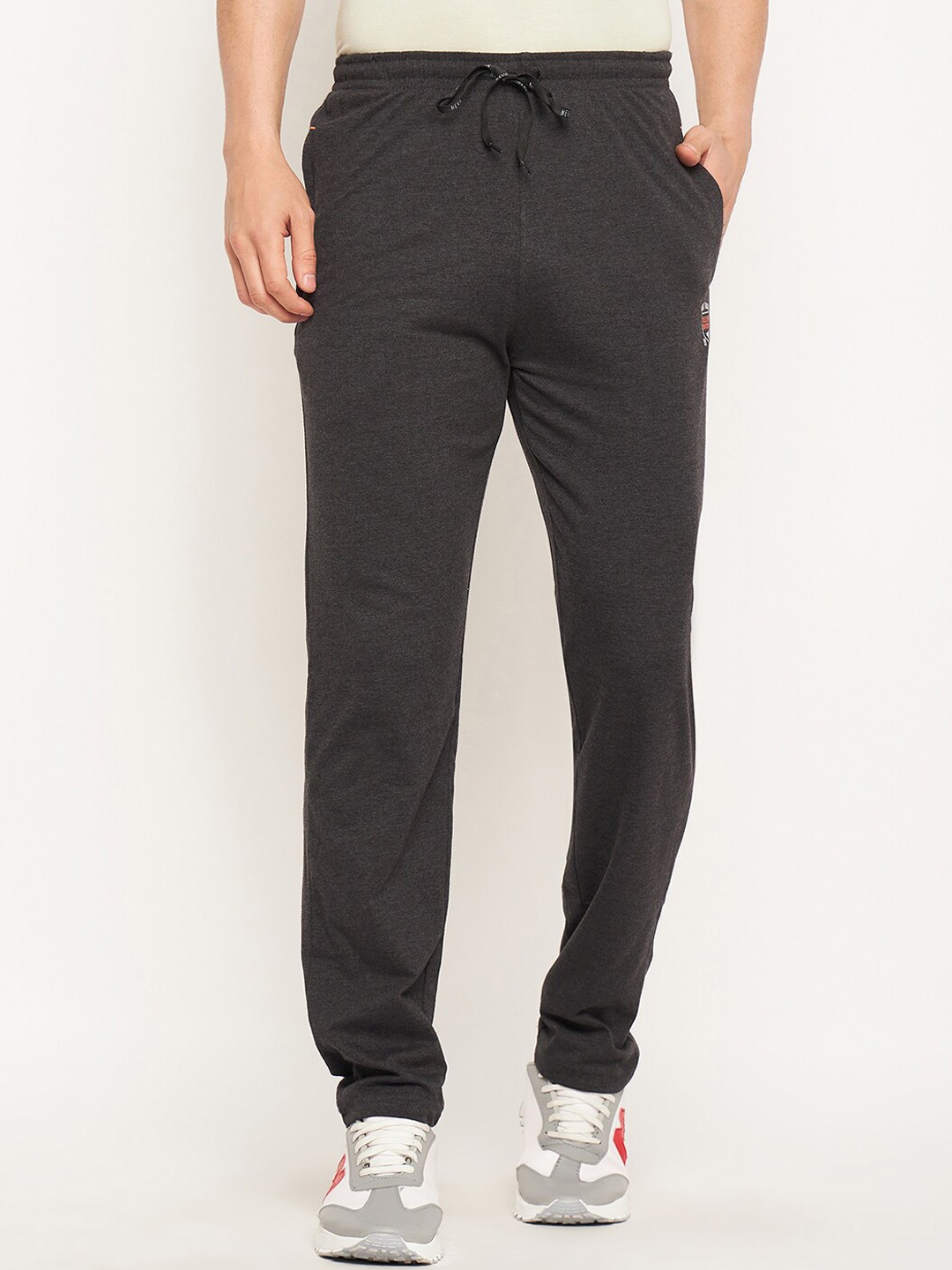 

NEVA Men Cotton Mid-Rise Track Pants, Charcoal