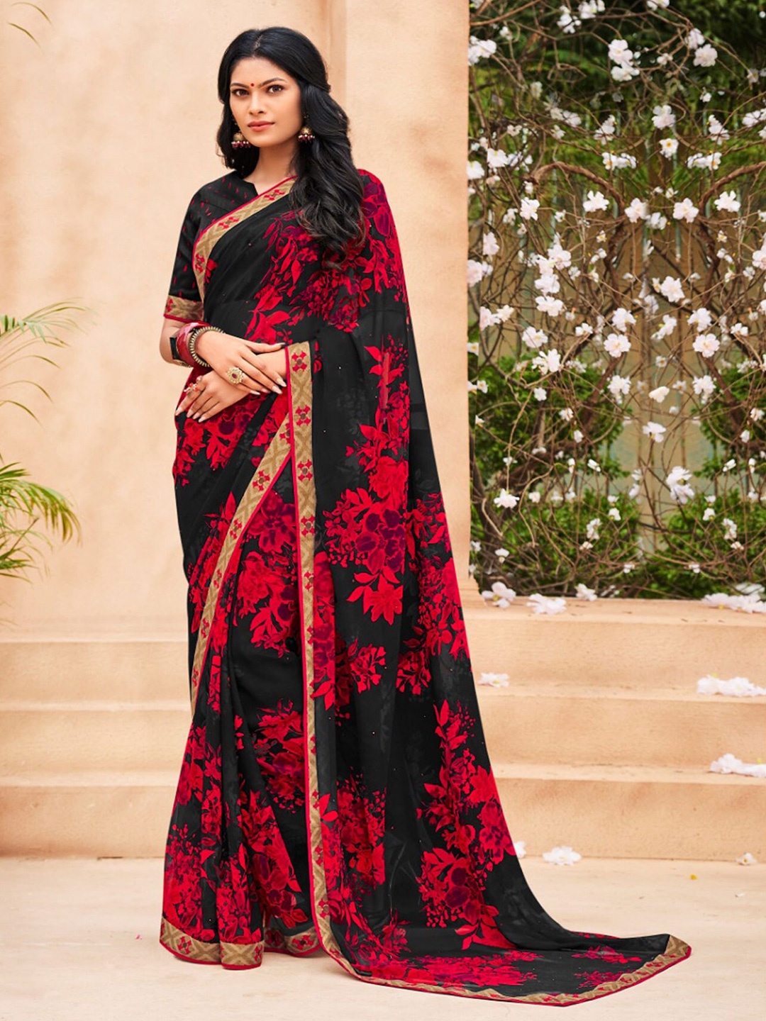 

Anouk Floral Saree, Black
