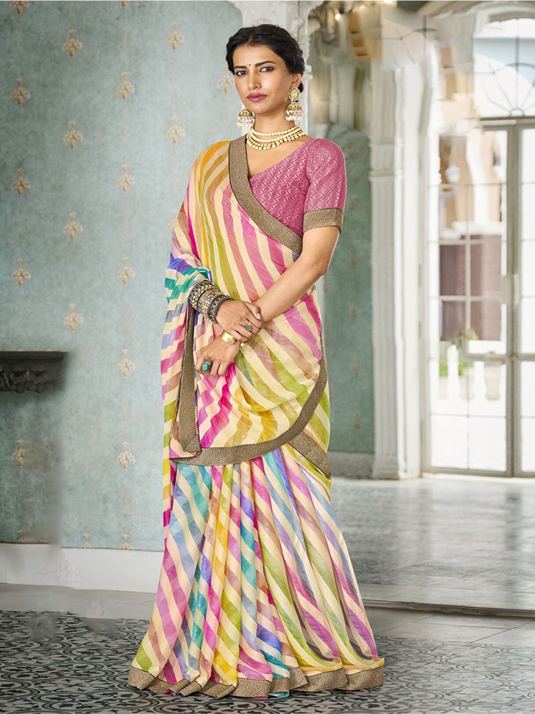 

Anouk Leheriya Leheriya Saree, Yellow