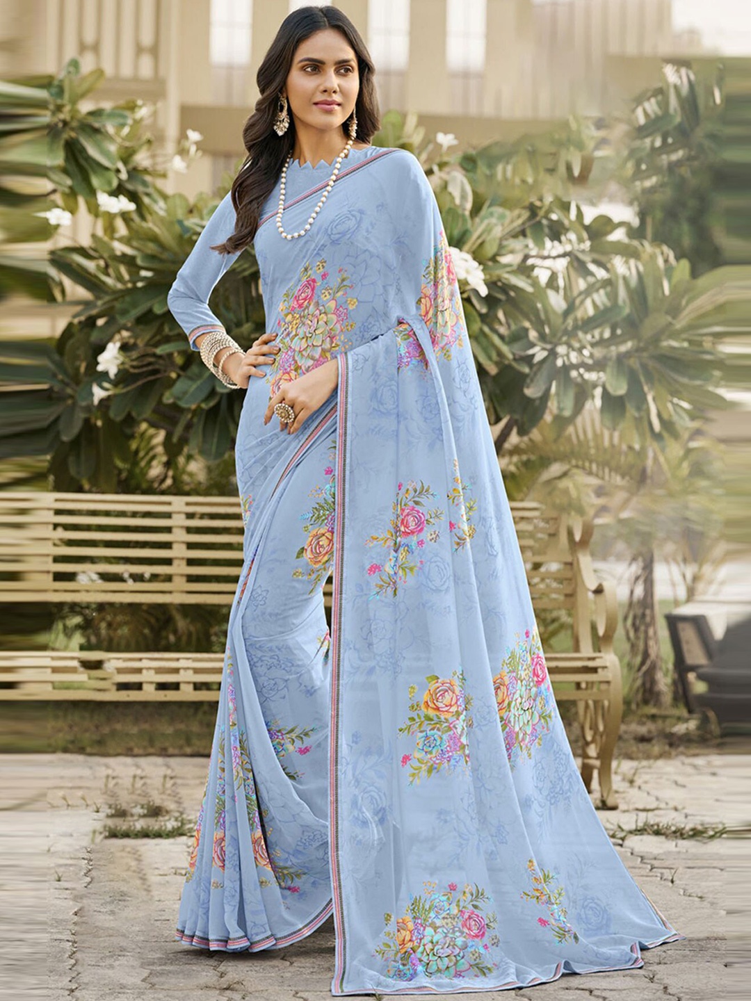 

Anouk Floral Printed Saree, Blue
