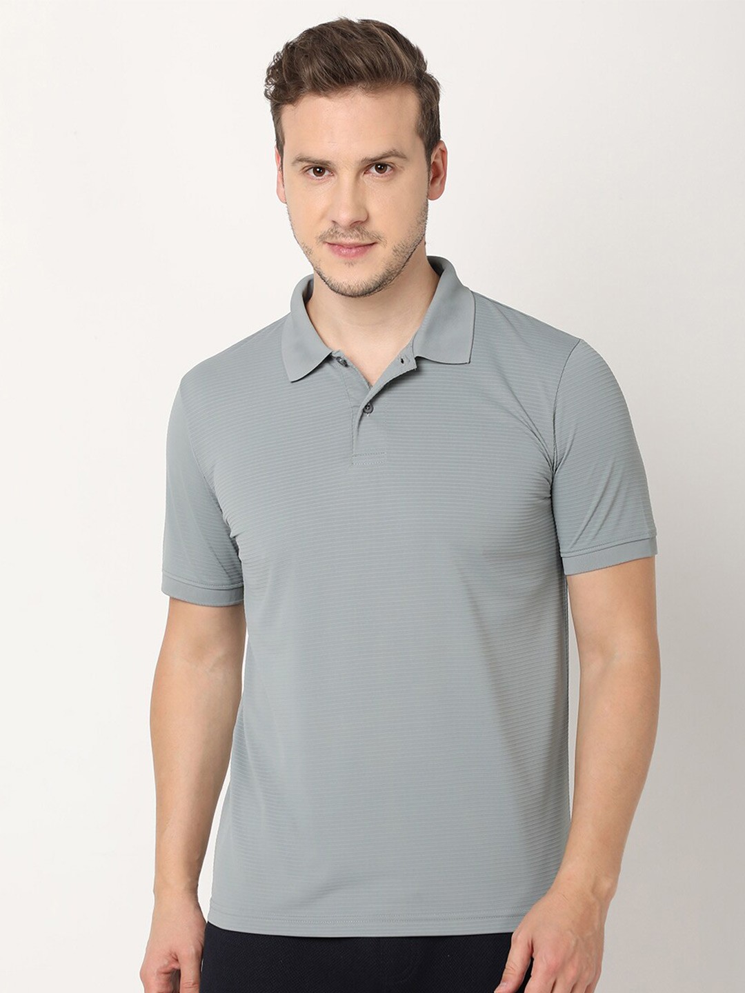 

R&B Polo Collar Short Sleeves T-shirt, Grey