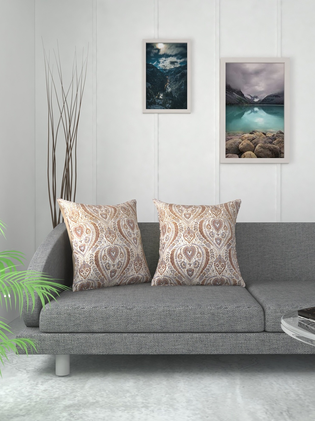 

TANLOOMS Brown Floral Velvet Square Cushion Covers