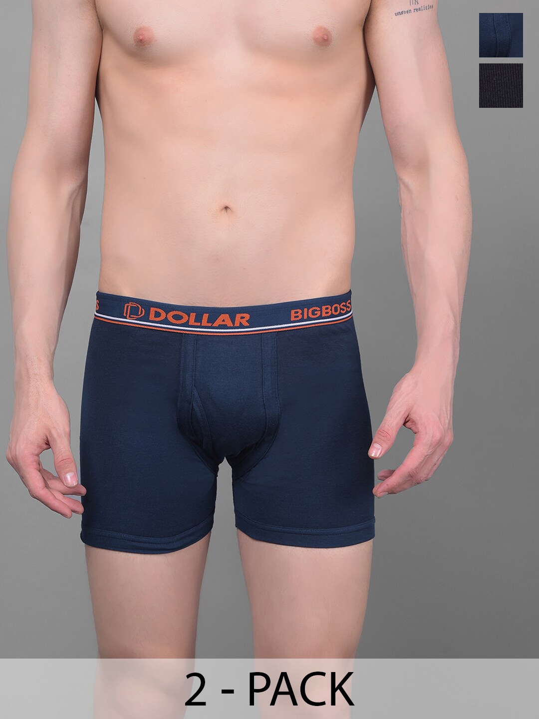

Dollar Bigboss Men Solid Pack of 2 Combed Cotton Knitted Trunk, Assorted