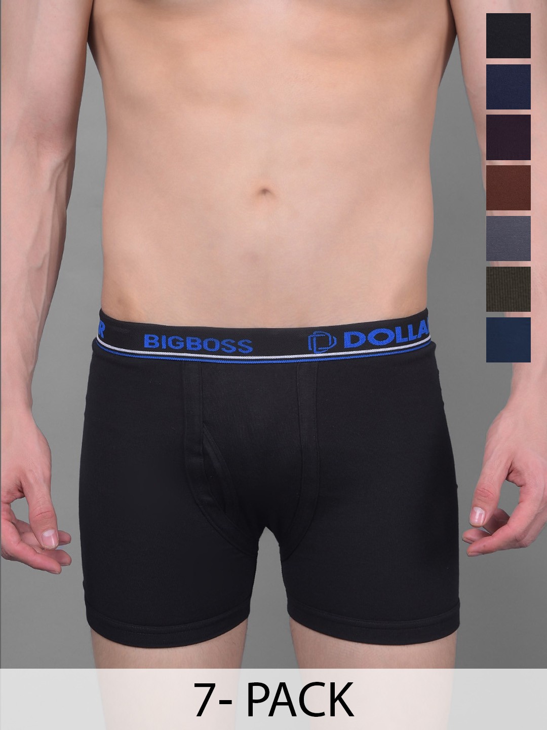 

Dollar Bigboss Men Solid Pack of 7 Combed Cotton Knitted Trunk, Assorted