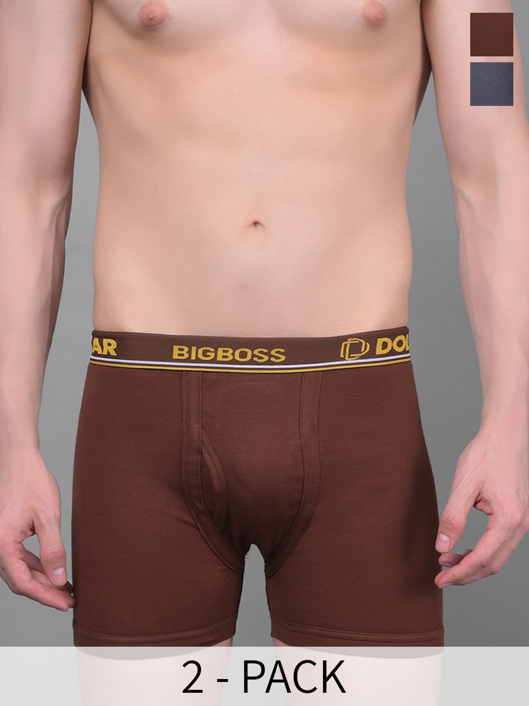 

Dollar Bigboss Men Solid Pack of 2 Combed Cotton Knitted Trunk, Assorted