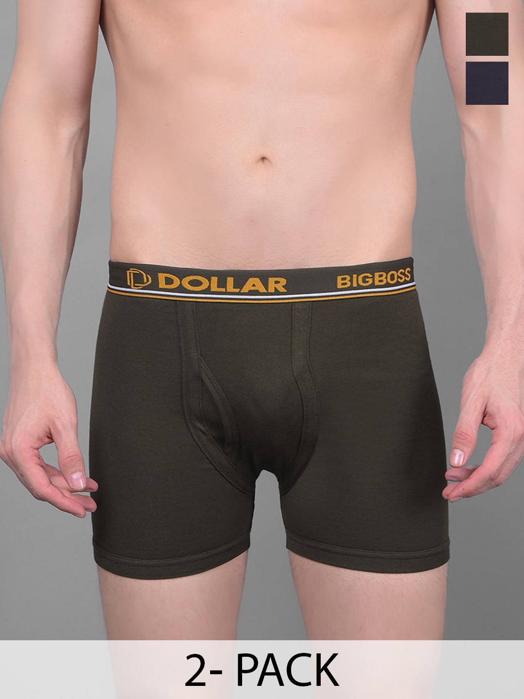 

Dollar Bigboss Men Solid Pack of 2 Combed Cotton Knitted Trunk, Assorted