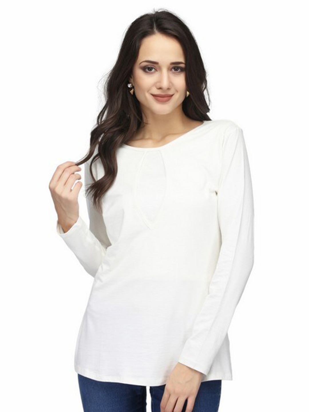 

Karmic Vision Round Neck Regular Top, White