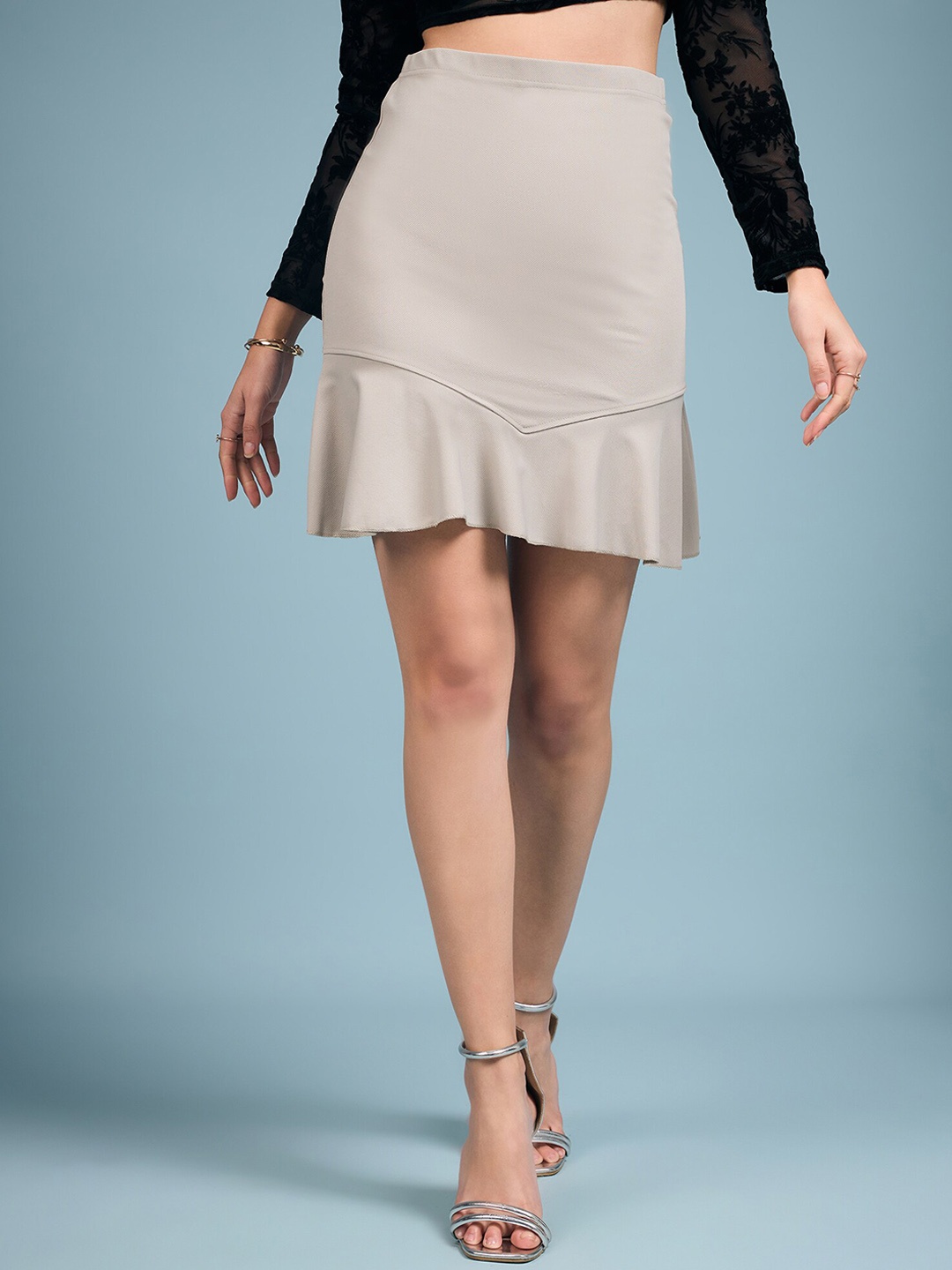 

DressBerry Grey A-Line Above Knee-Length Skirt