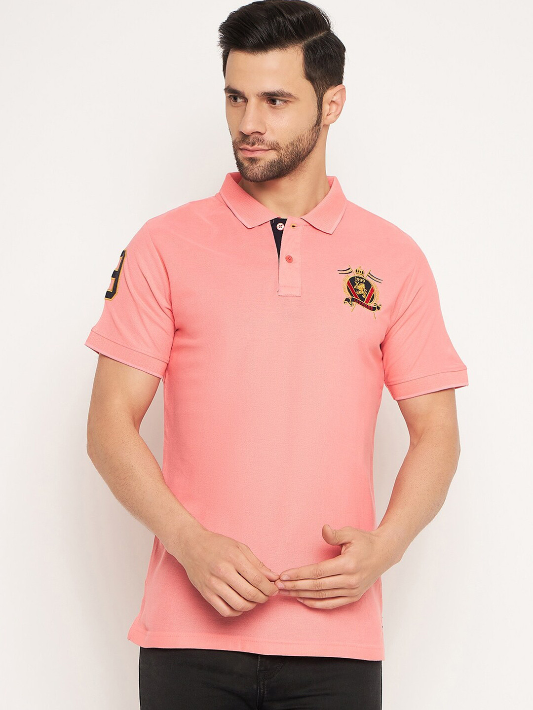 

NEVA Polo Collar Cotton T-shirt, Coral
