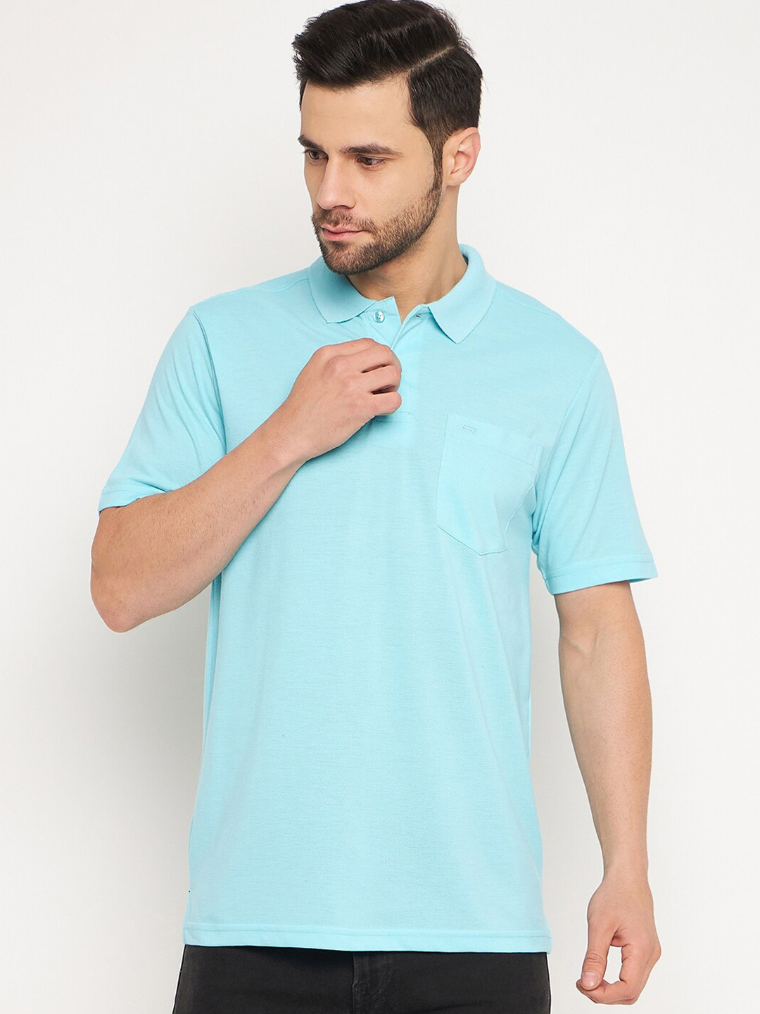 

NEVA Polo Collar Pockets Cotton T-shirt, Blue