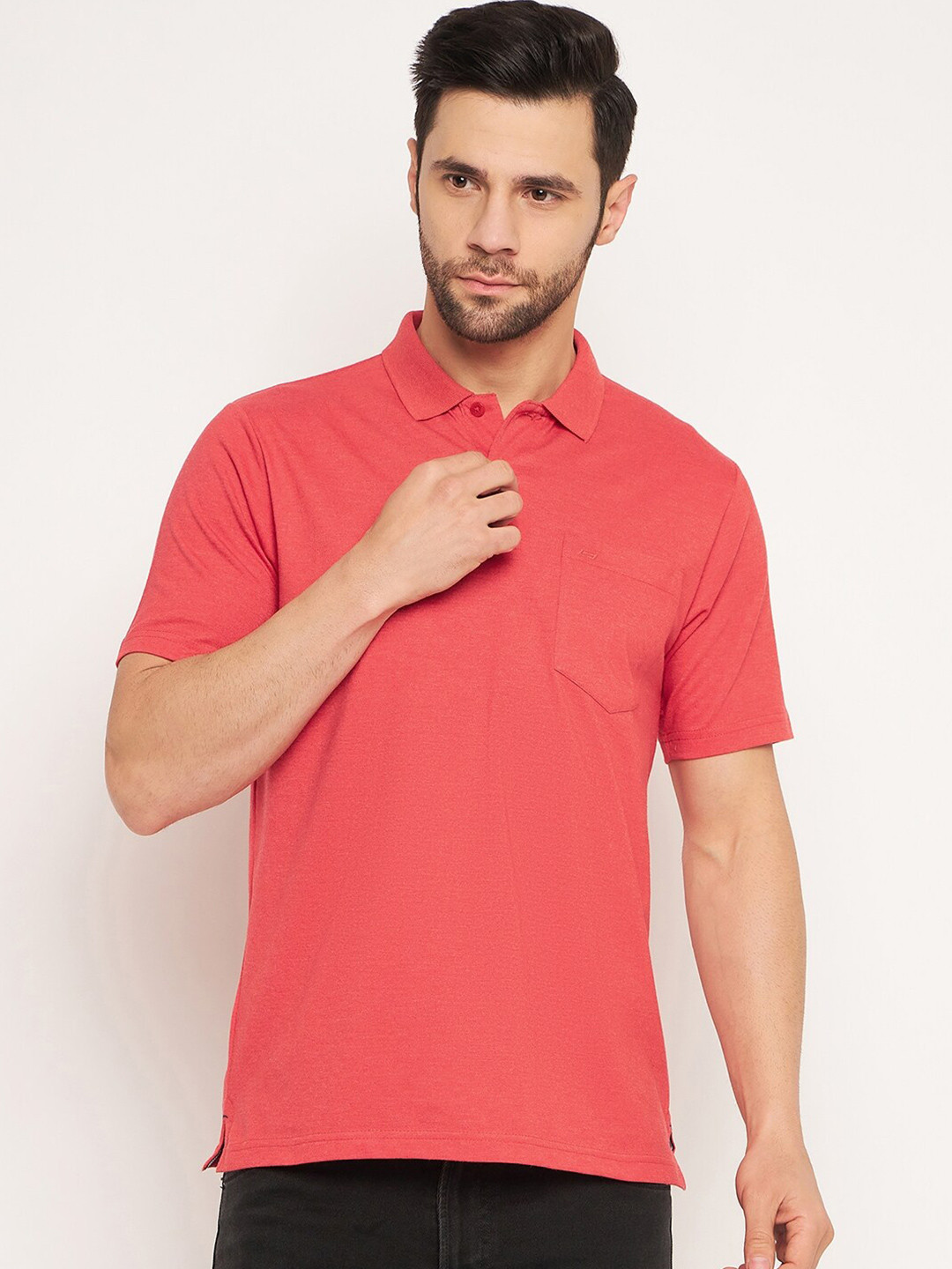 

NEVA Polo Collar Pockets Cotton T-shirt, Red