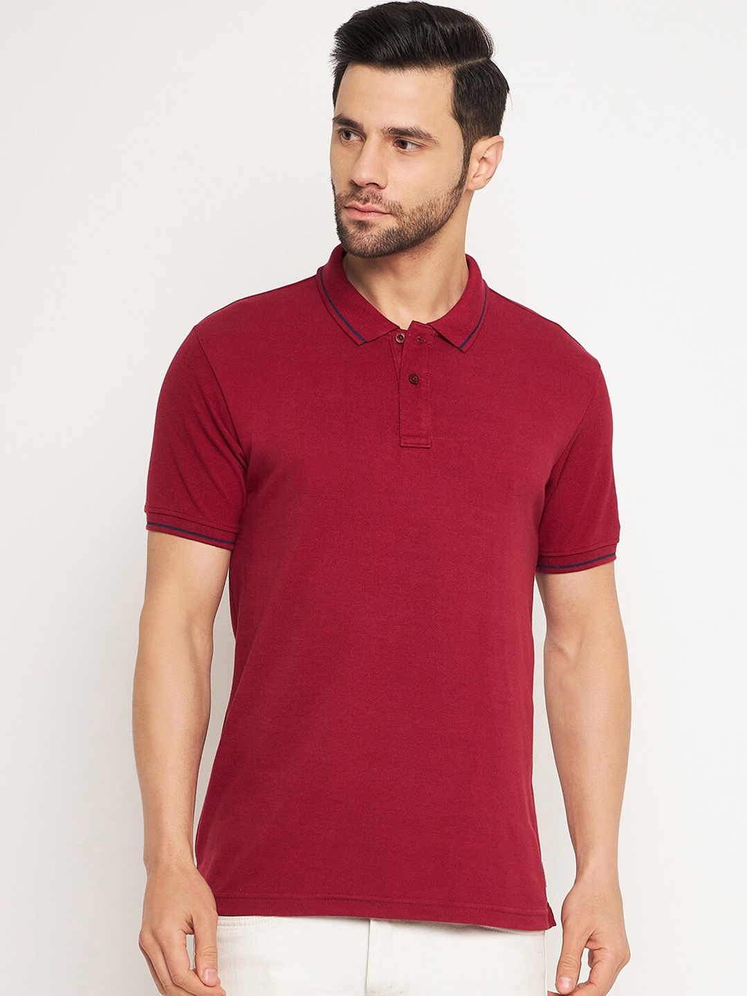 

NEVA Polo Collar Cotton T-shirt, Maroon