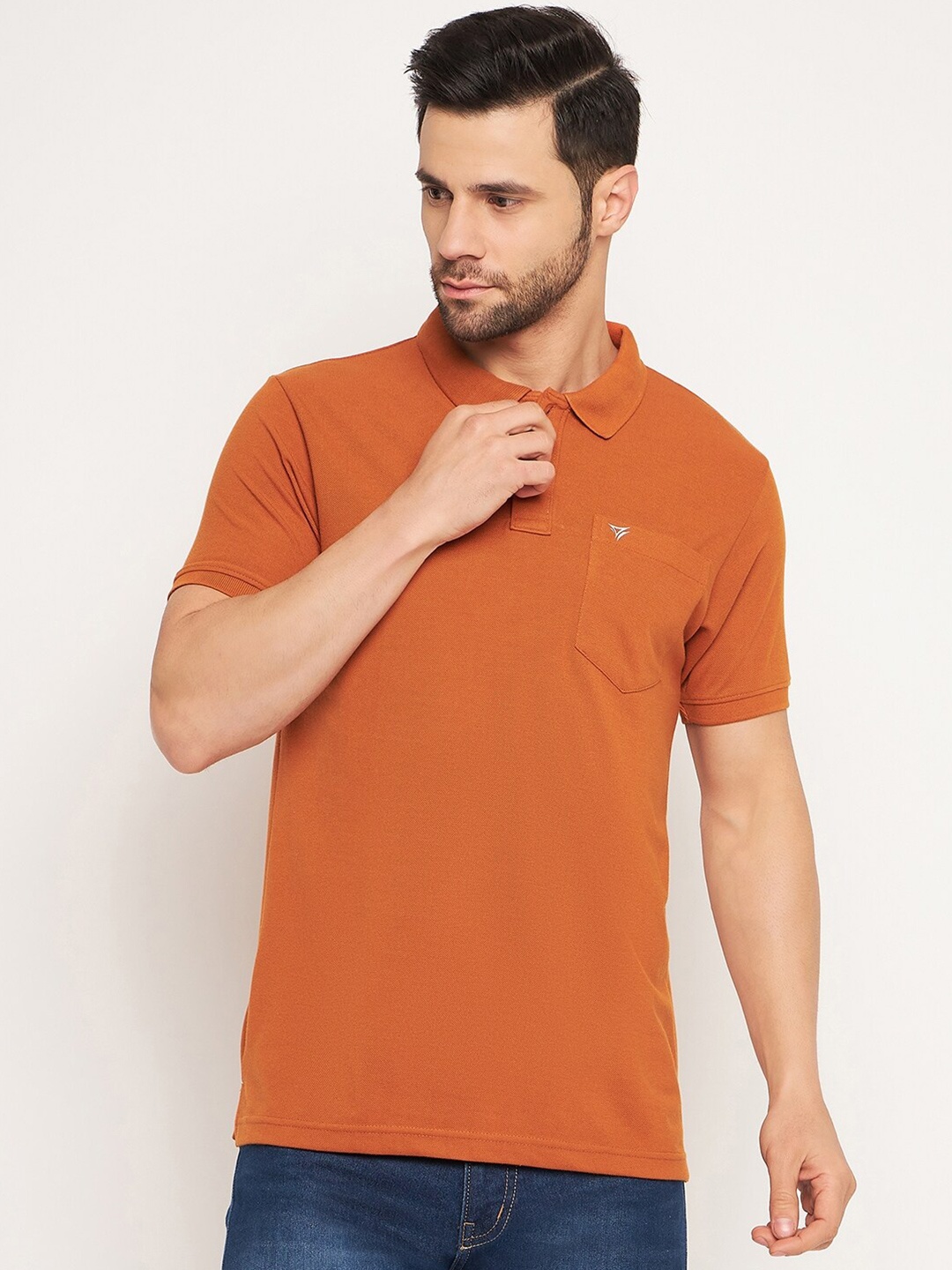 

NEVA Polo Collar Chest Pocket Cotton Regular Fit T-shirt, Orange