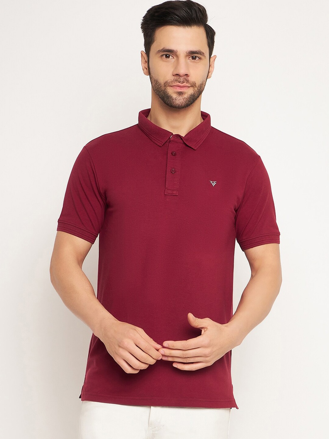 

NEVA Polo Collar Cotton T-shirt, Maroon