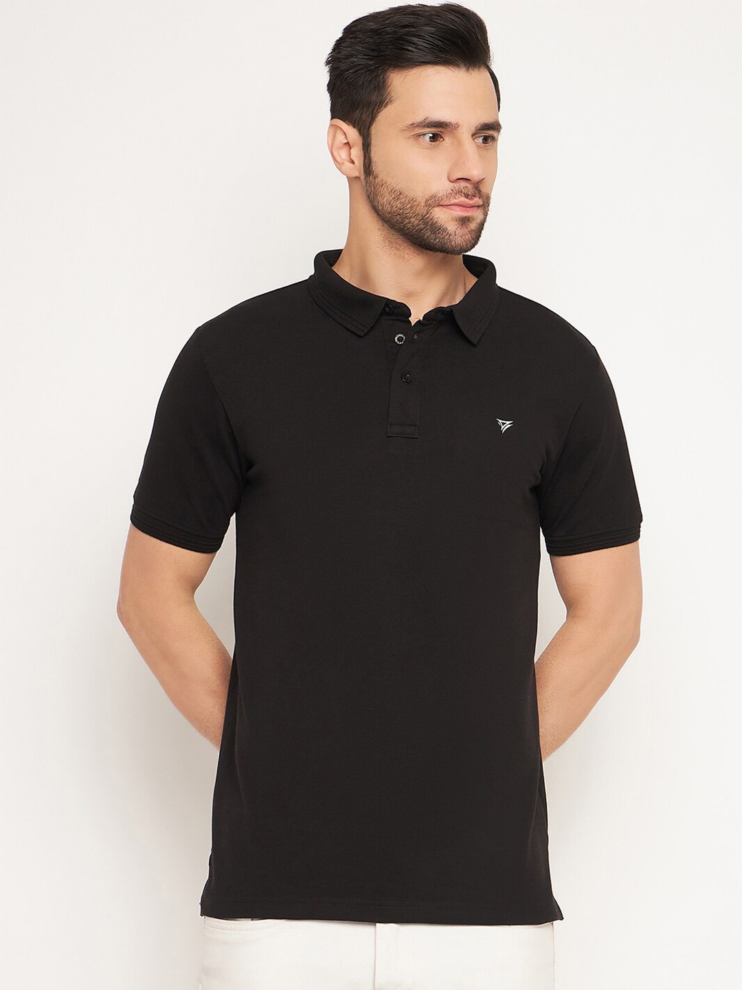 

NEVA Polo Collar Cotton T-shirt, Black