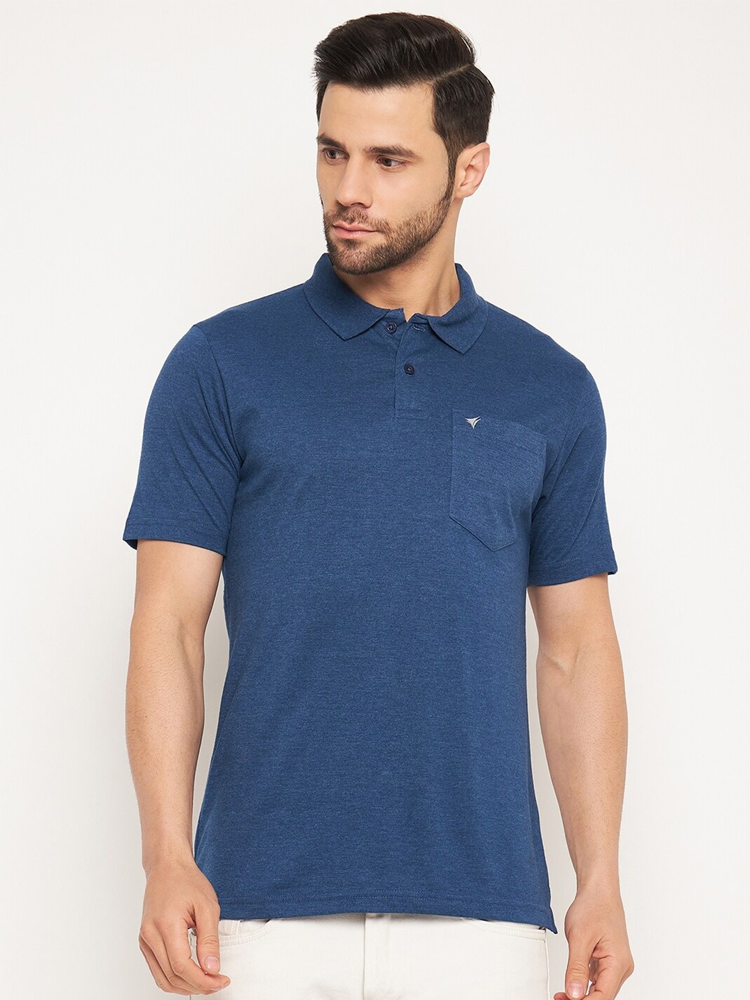 

NEVA Polo Collar Pockets Cotton T-shirt, Blue