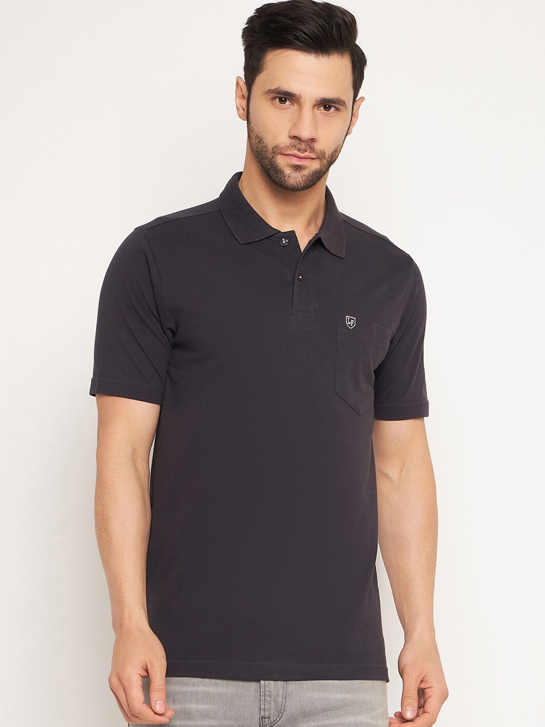 

NEVA Polo Collar Pockets Cotton T-shirt, Navy blue