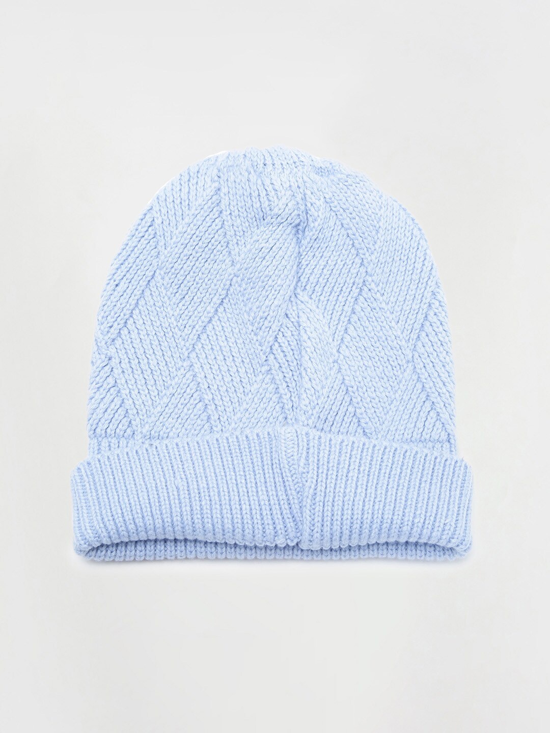 

max Women Self Design Acrylic Beanie, Blue