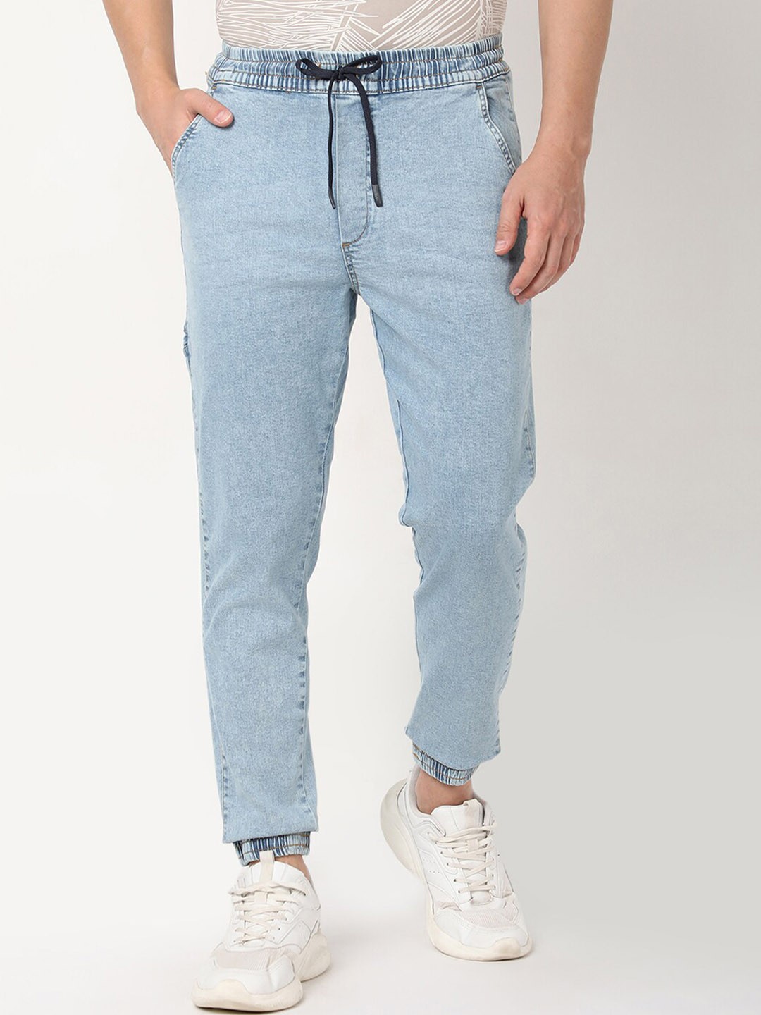 

R&B Men Jogger Fit Heavy Fade Clean Look Cotton Jeans, Blue