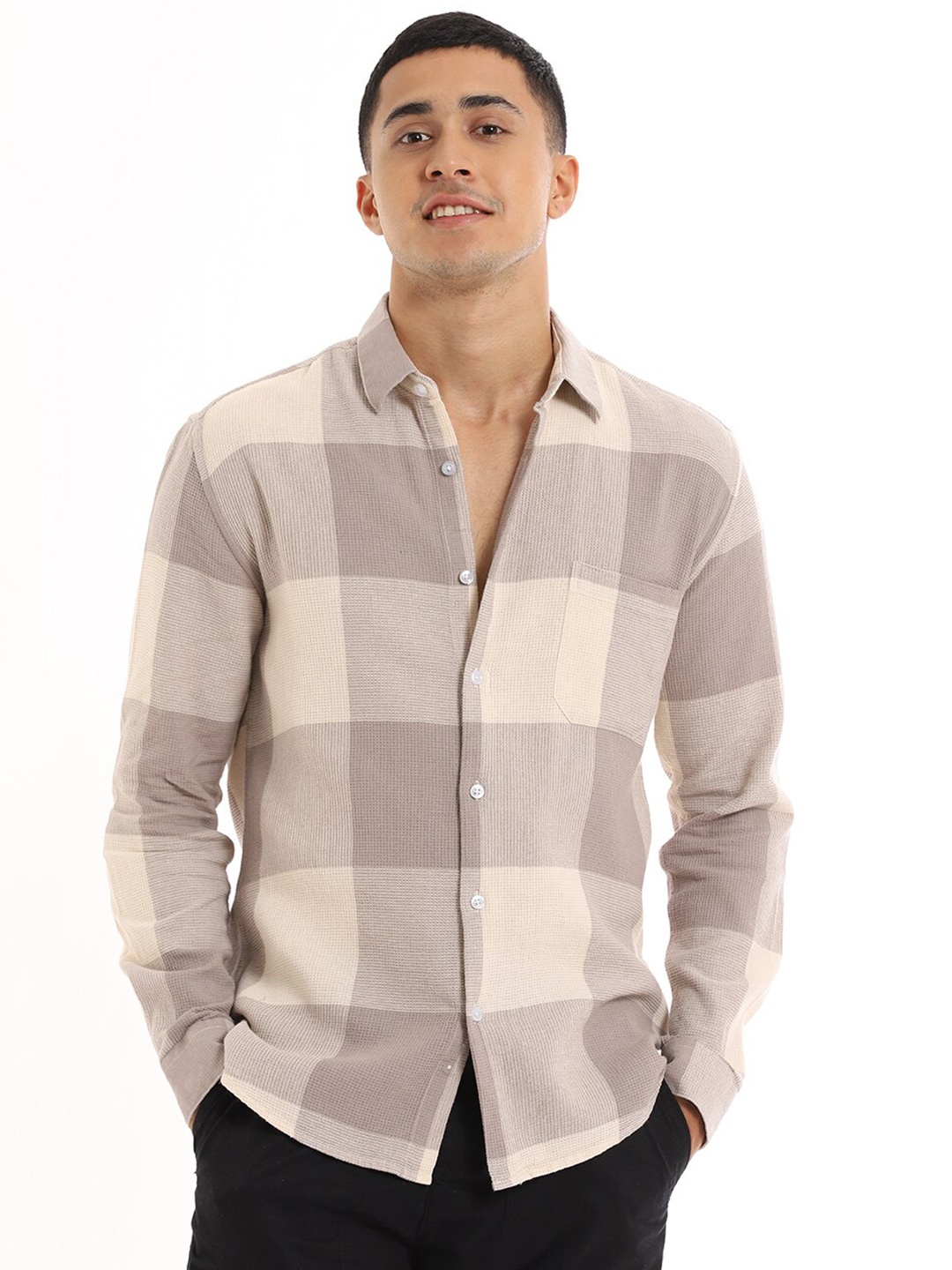 

Banana Club Relaxed Slim Fit Checked Cotton Casual Shirt, Green