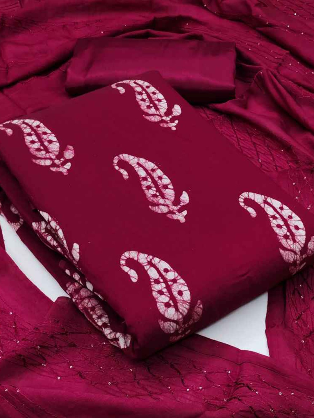 

faxofab Ethnic Motifs Printed Silk Georgette Unstitched Dress Material, Pink