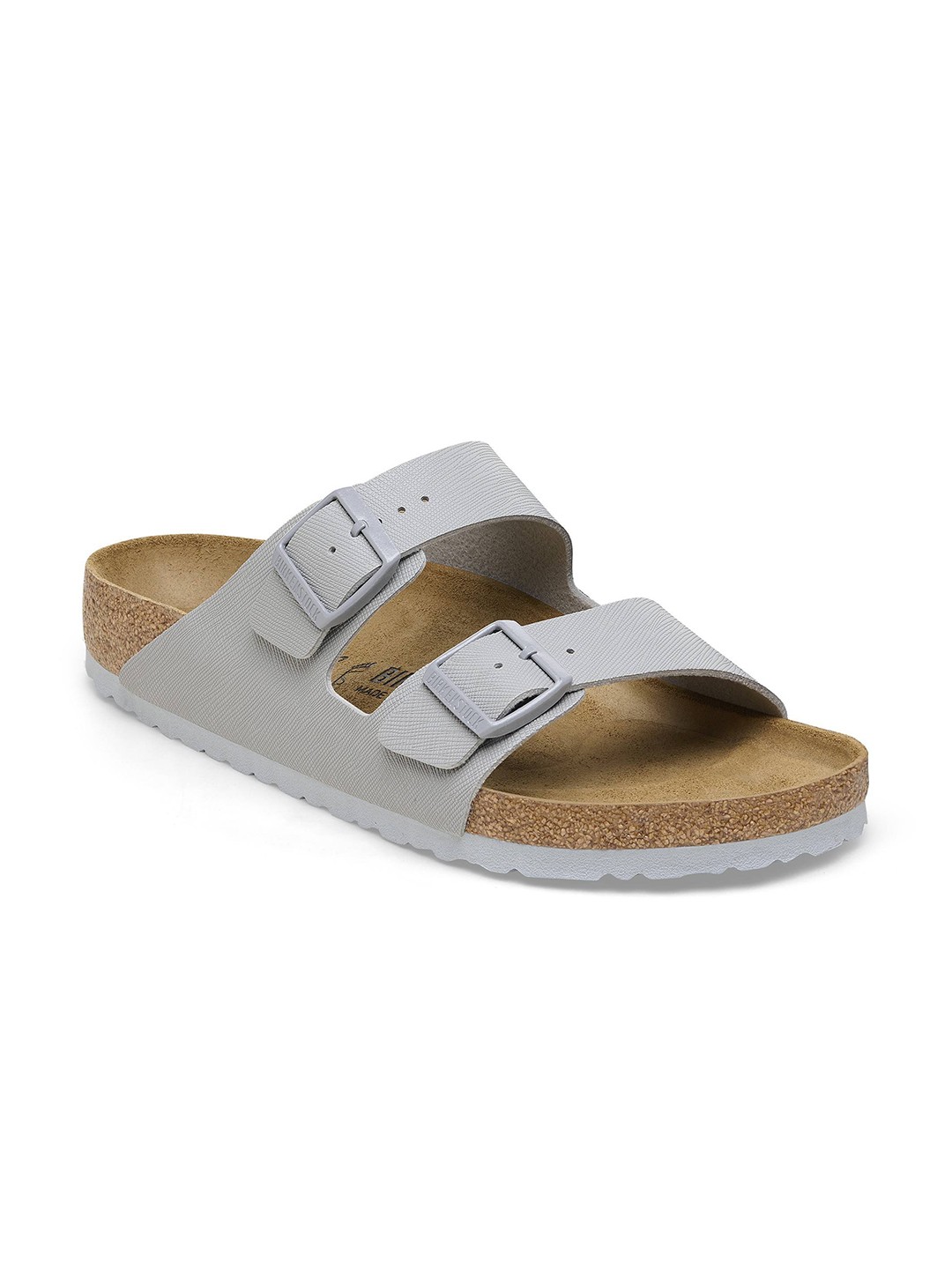 

Birkenstock Men Arizona Saffiano Bf Stone Coin Birko-Flor Regular Width Comfort Sandals, Grey