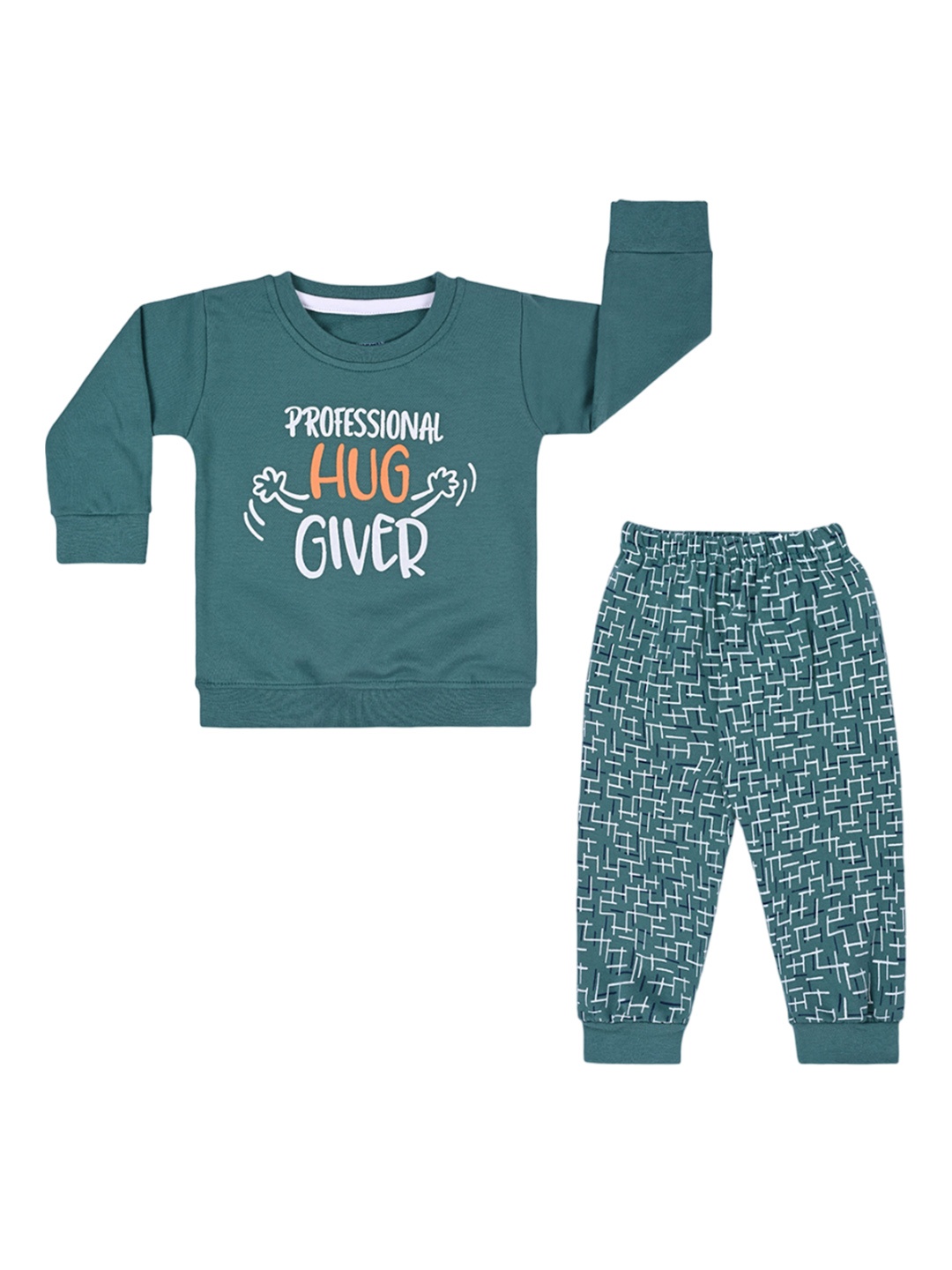 

Wish Karo Kids Printed Cotton T-shirt With Pyjamas, Green