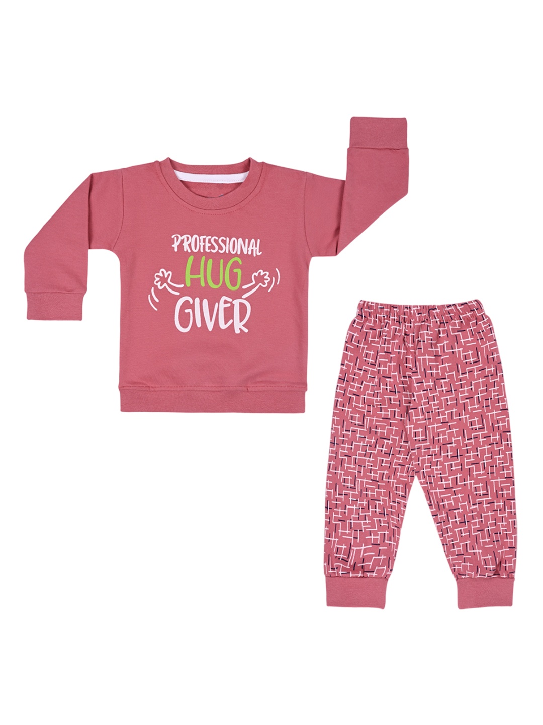 

Wish Karo Boys Printed Cotton T-shirt With Pyjamas, Pink