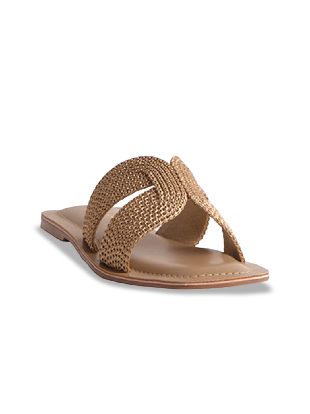 

ERIDANI Textured Open Toe Flats, Rose gold