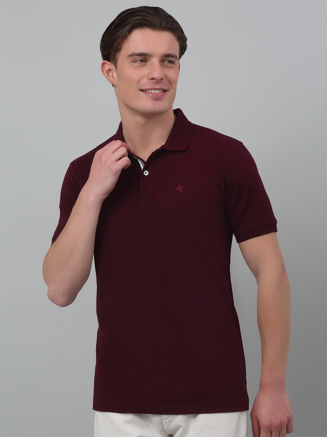 

Cantabil Polo Collar Half Sleeves Cotton Casual T-Shirt, Maroon