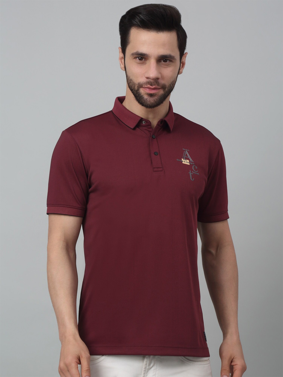 

Cantabil Polo Collar Half Sleeves Cotton Casual T-Shirt, Maroon