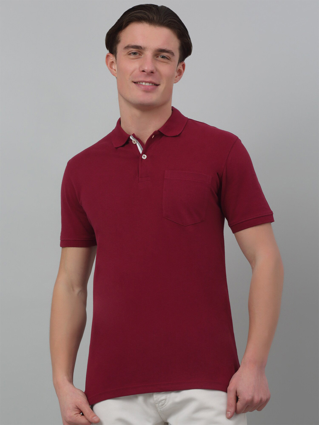 

Cantabil Polo Collar Half Sleeves Cotton Casual T-Shirt, Maroon