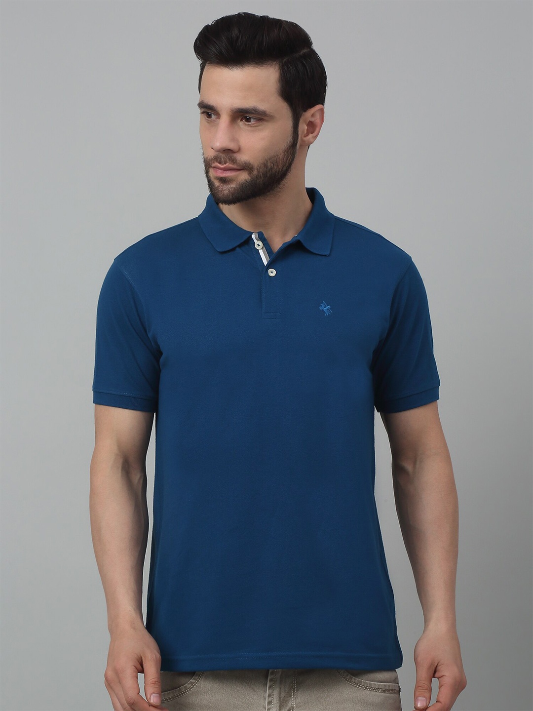 

Cantabil Polo Collar Half Sleeves Cotton T-Shirt, Blue