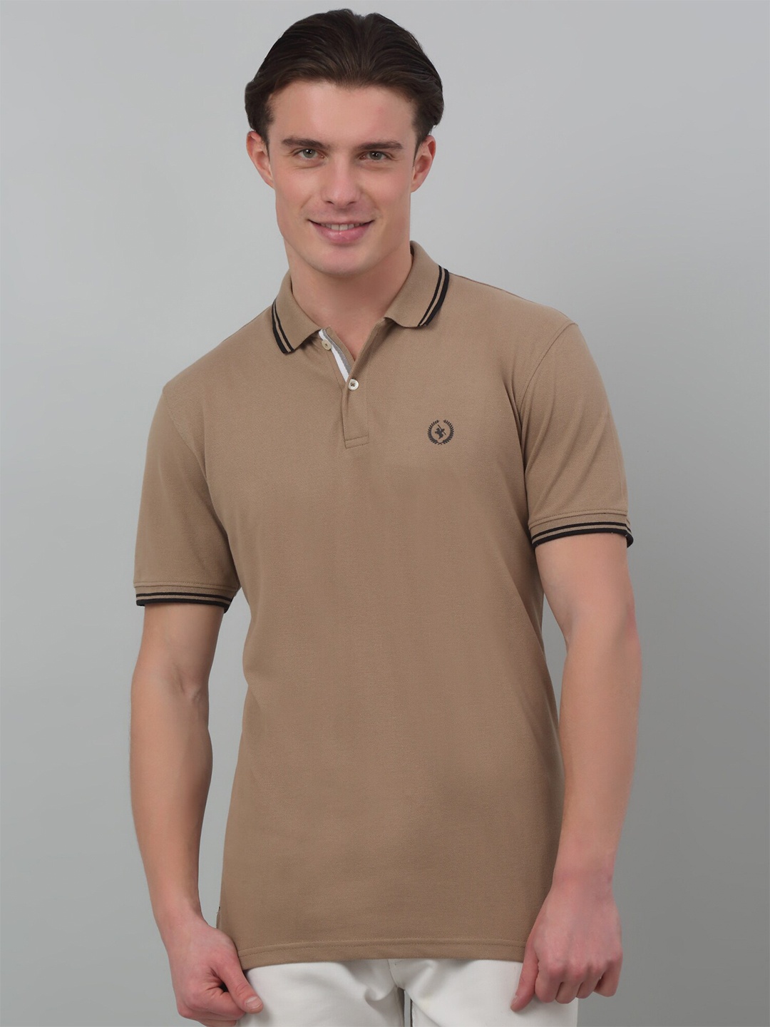 

Cantabil Polo Collar Half Sleeves Cotton T-Shirt, Brown