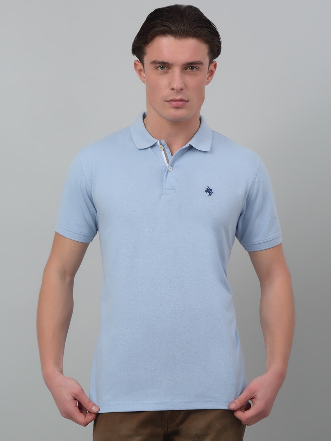 

Cantabil Polo Collar Short Sleeves Cotton T-shirt, Blue